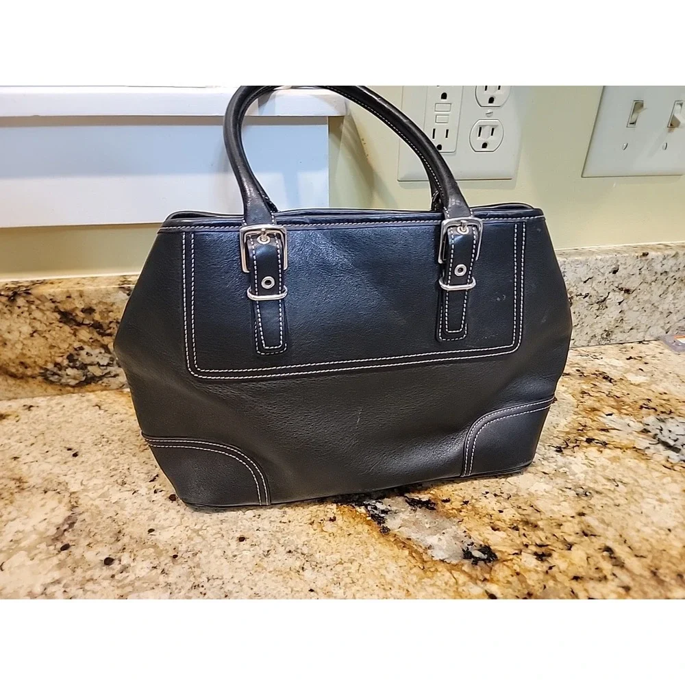 Vintage Coach Hamptons Black Leather Satchel | Style F30-7555 | Y2K Classic